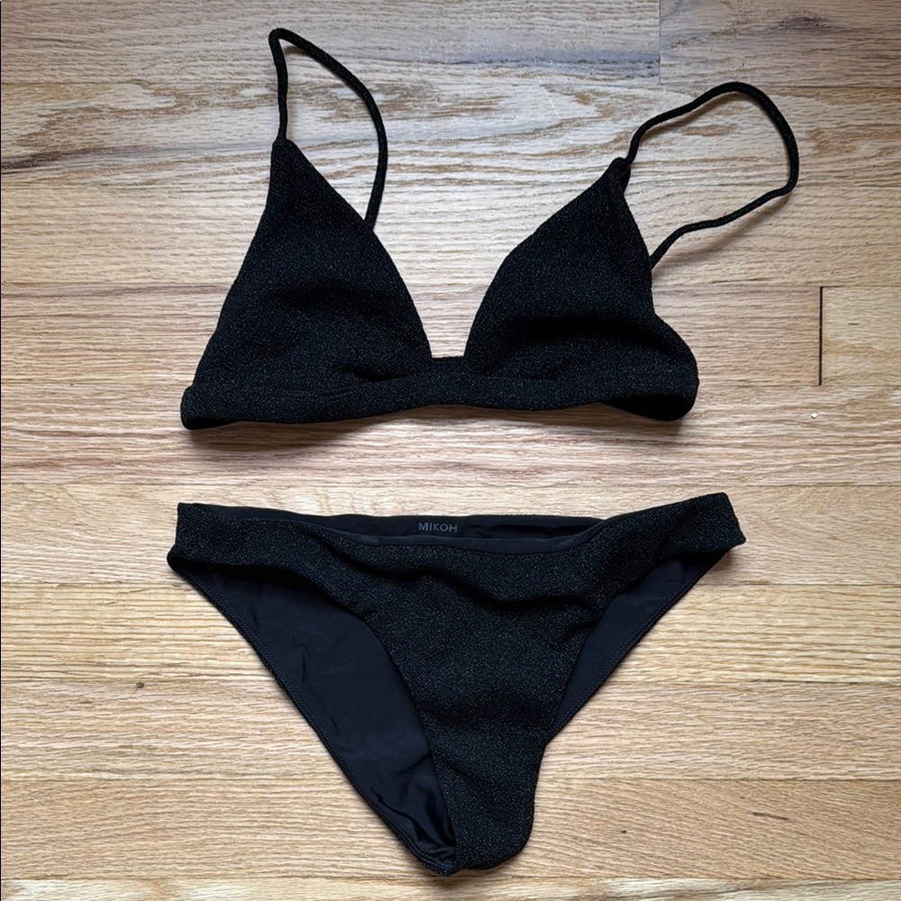 Mikoh sparkle Black Bikini Set Taga top ofu bottom small medium